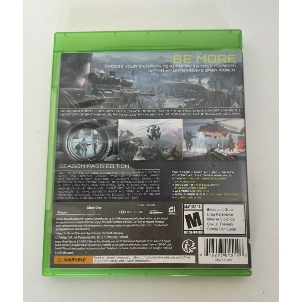 Xbox One Sniper 3 Ghost Warrior Season Pass EDITION